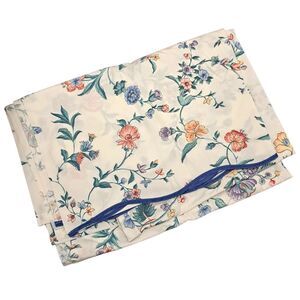 Vintage Laura Ashley Chinese Silk Pattern Twin Size Flat Sheet Scalloped Floral
